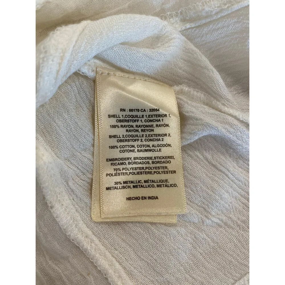 Vanessa Virginia Women's Top Size 2 Boho Crochet Trim Sleeveless White Blouse - Image 6