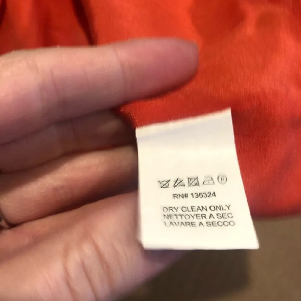 Halston Heritage Orange Silk Fit & Flare Dress Womens 0 Quiet Luxury Mini Formal - Image 4