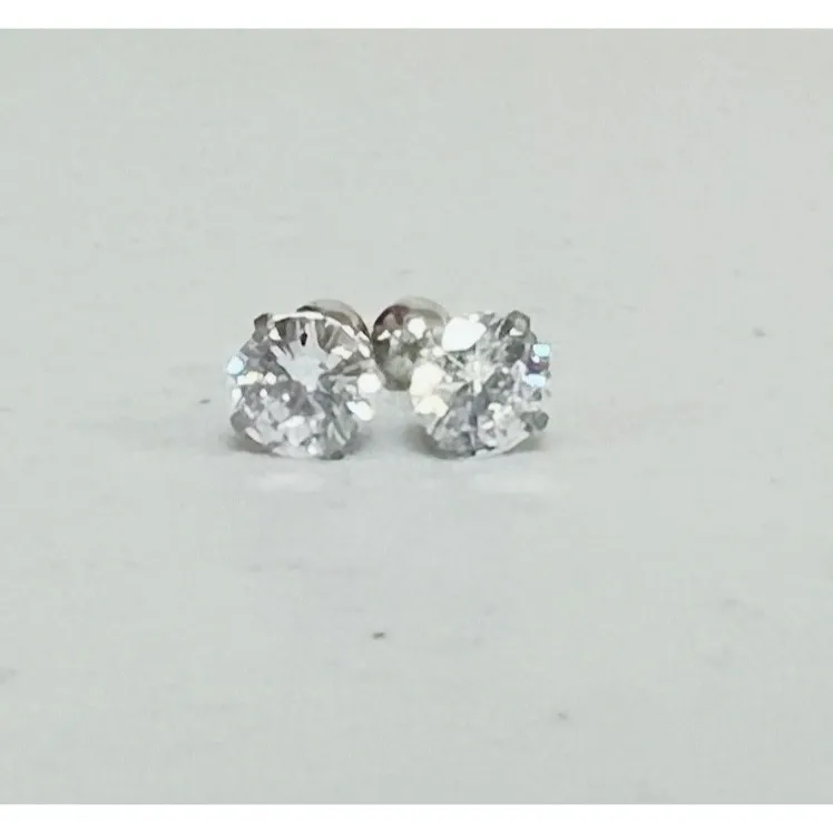 Silver Diamond Stud Post Earrings Jewelry 💎 - Image 2