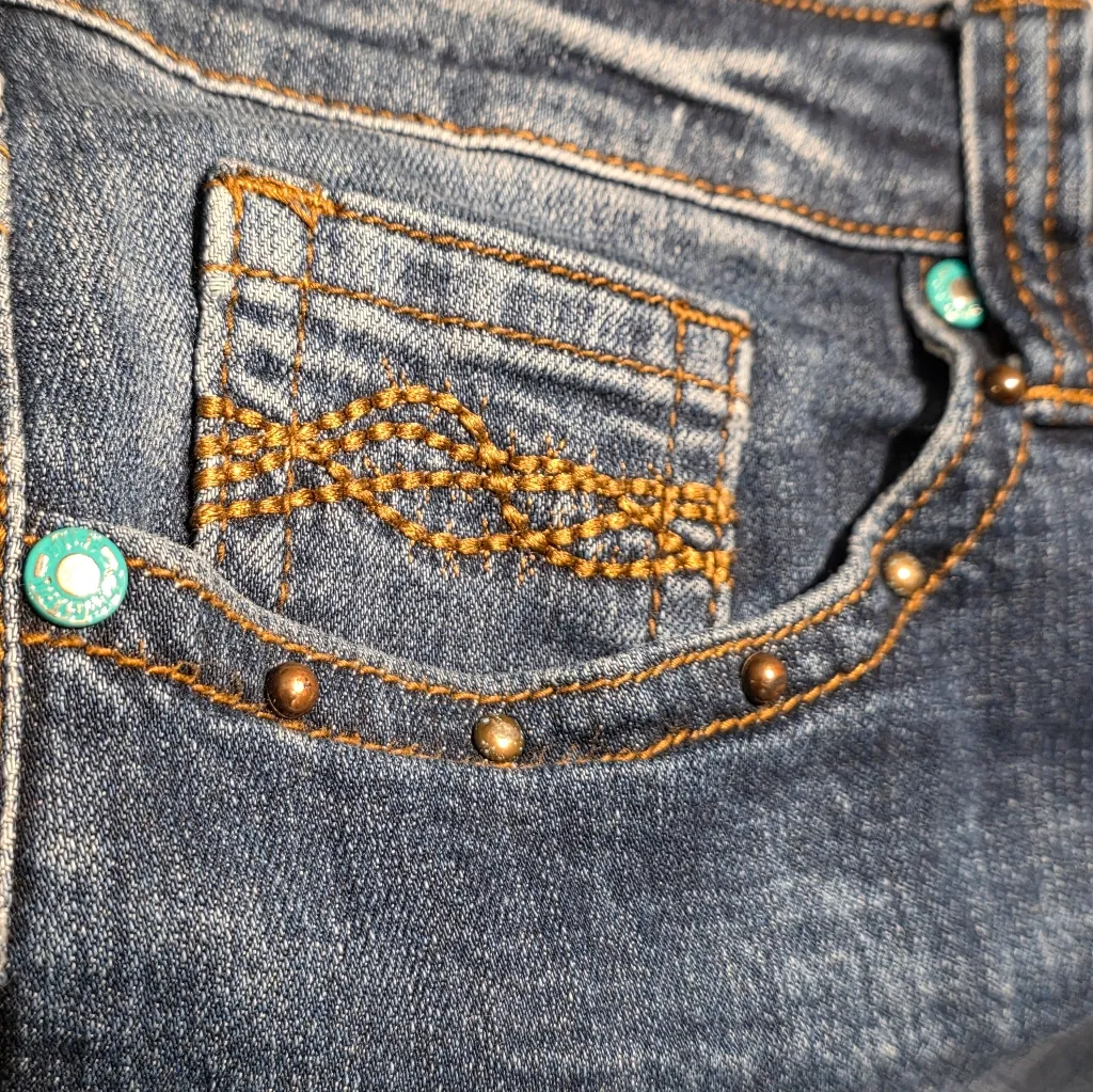 Cowgirl Tuff “Patina II” Jeans Women’s Size 35x33 Dark Wash Mid Rise Bootcut Blue - Image 5