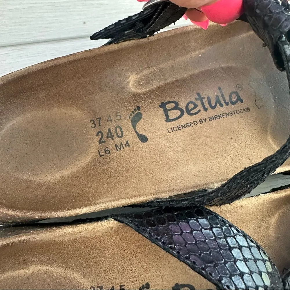 Birkenstock Betula Black Tango Womens 6 US / 37 EU  Floral Slide Sandals Germany - Image 3