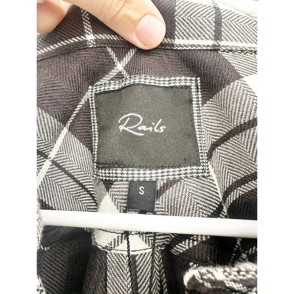 Rails Hunter Black White Midnight Snow Plaid Button Up Shirt Size Small NWT - Image 4