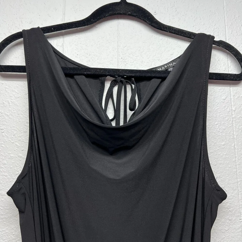 Marina Jumpsuit Womens M Cowl Neck Stretch Party Cocktail Event Feminine Dressy Black Size M - Image 3