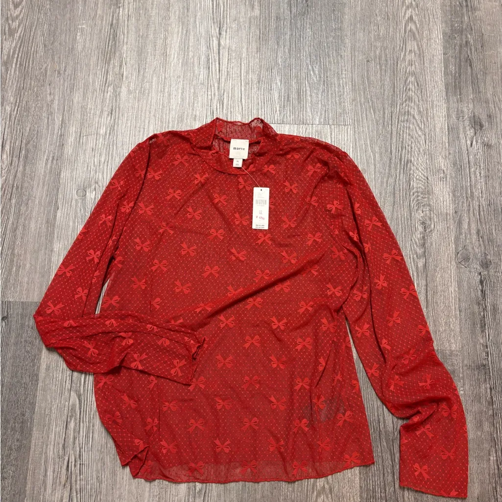 Maeve Anthropologie Bow Lace Turtleneck Top - Image 2