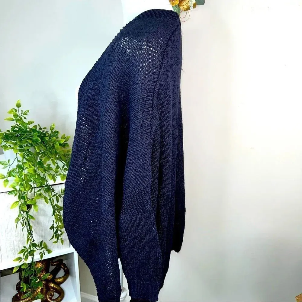 Catherine Malandrino Drop Shoulder Open Cardigan in Dark Navy NEW - Image 4