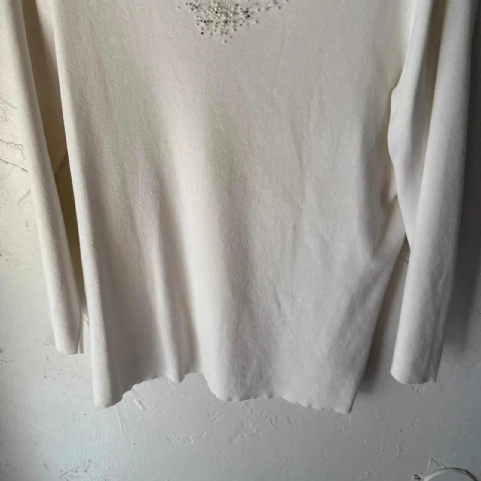 Coldwater Creek Embellished Beaded V Neck Long Sleeve Knit Top Y2k Fairy - Image 3