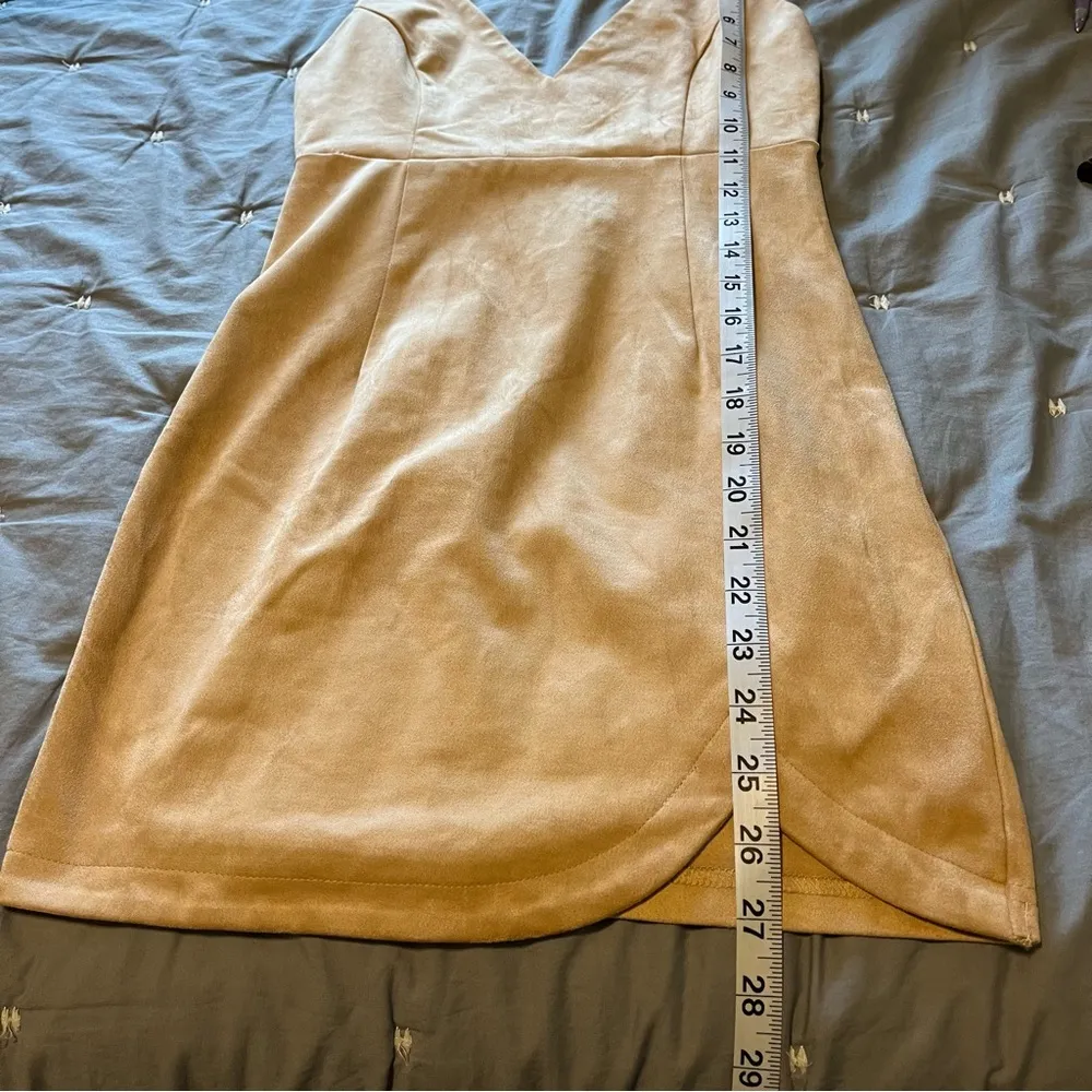 NWT Forever 21 Contemporary Tan Suede Mini Short Bodycon Spaghetti Strap Dress S - Image 9