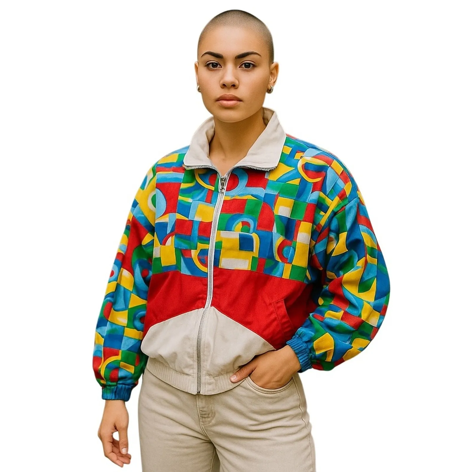 Vintage Lavon 80s–90s Abstract Windbreaker Track Jacket L - Image 14