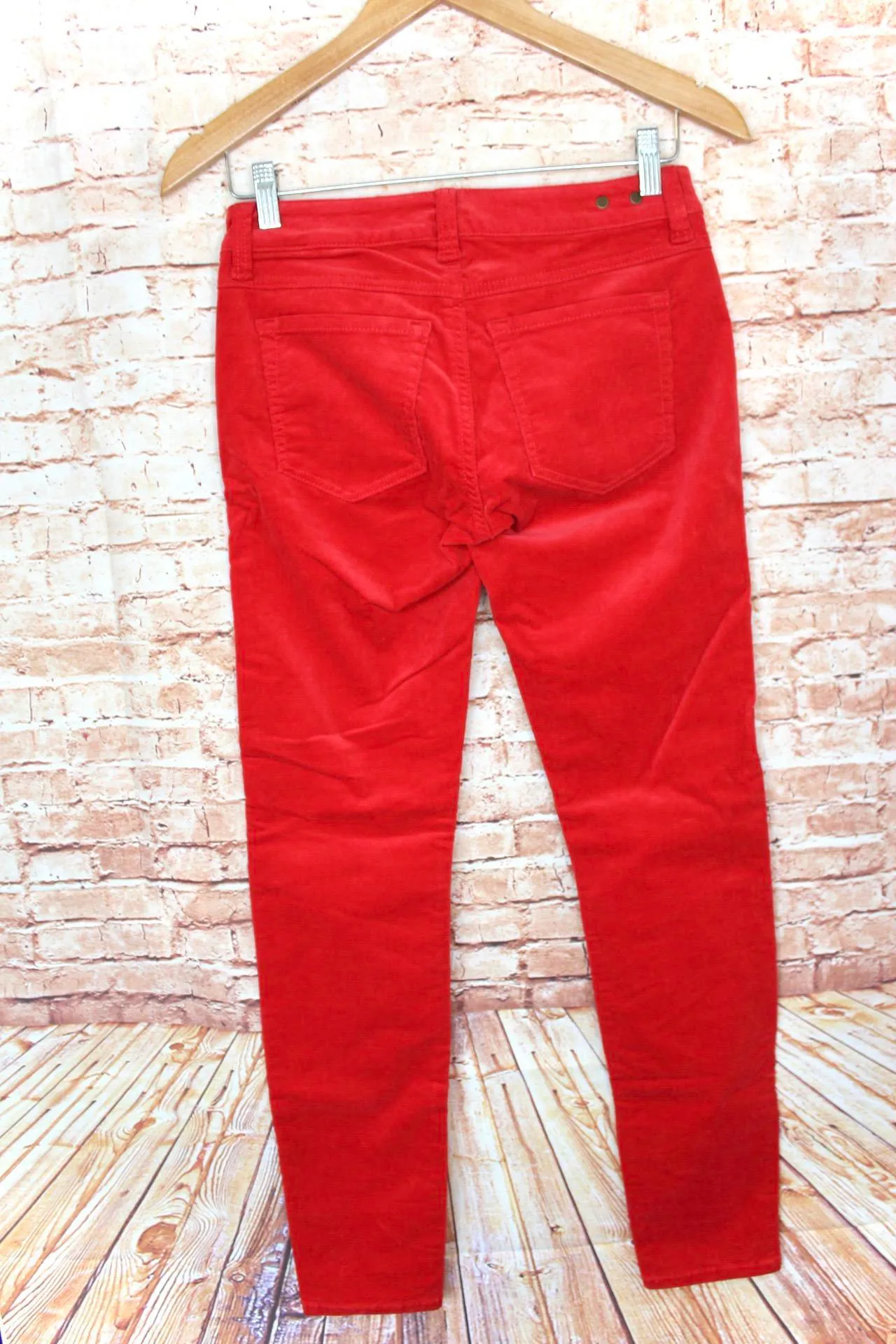 Jeans | Red Corduroy Skinny Fit Pants - Image 5