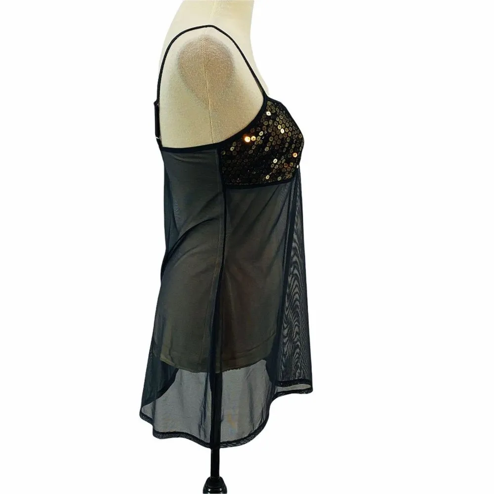 Vintage Victoria Secret Sheer Black Gold Sequin Negligee Womens Medium - Image 3