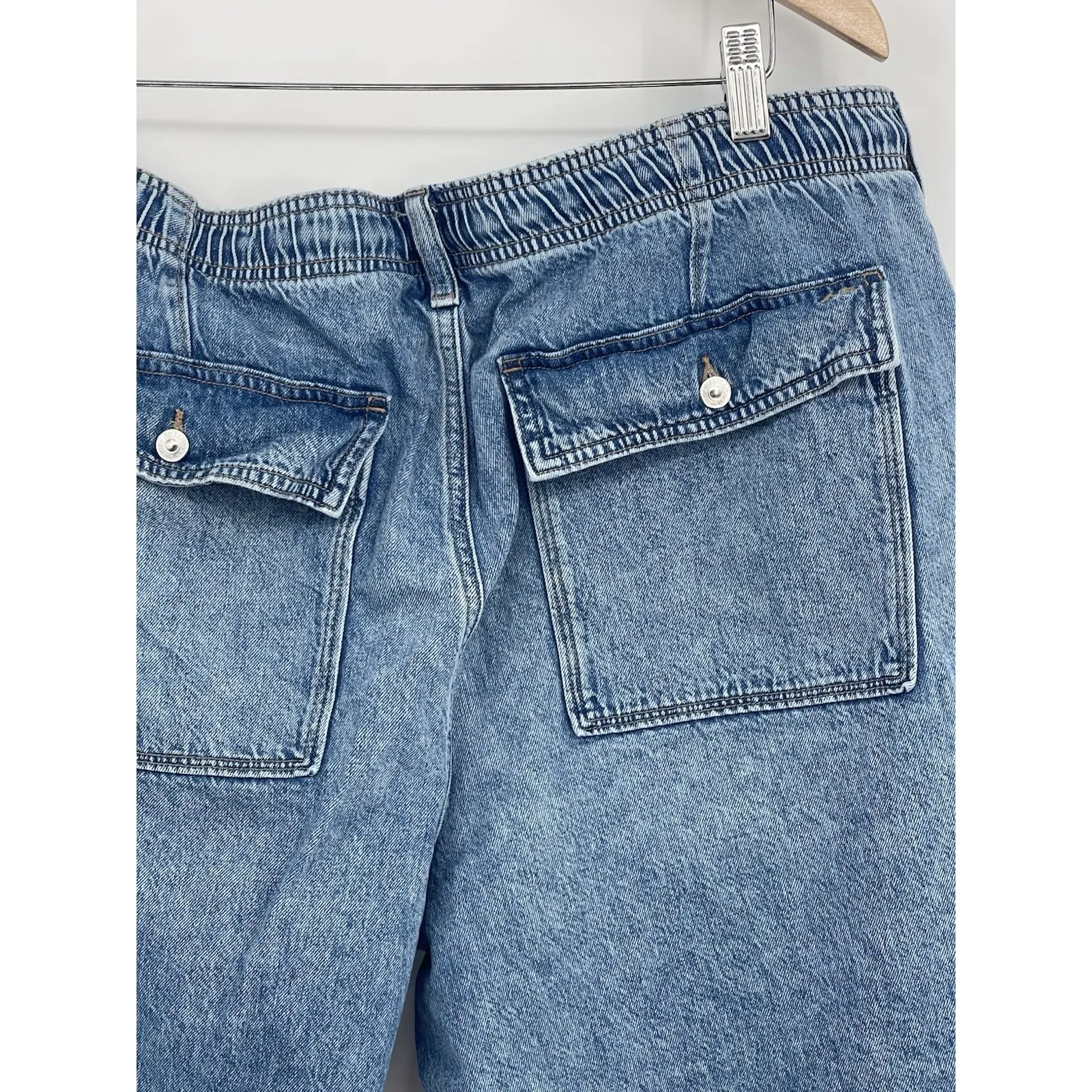 American Eagle Womens Cargo Pocket Super High Rise Jogger Jeans Blue Sz 16 Bin9 - Image 8