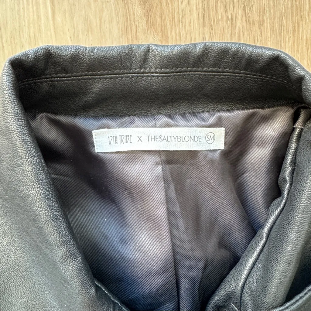 12th Tribe x The Salty Blonde Faux Leather Jacket sz S - Image 4