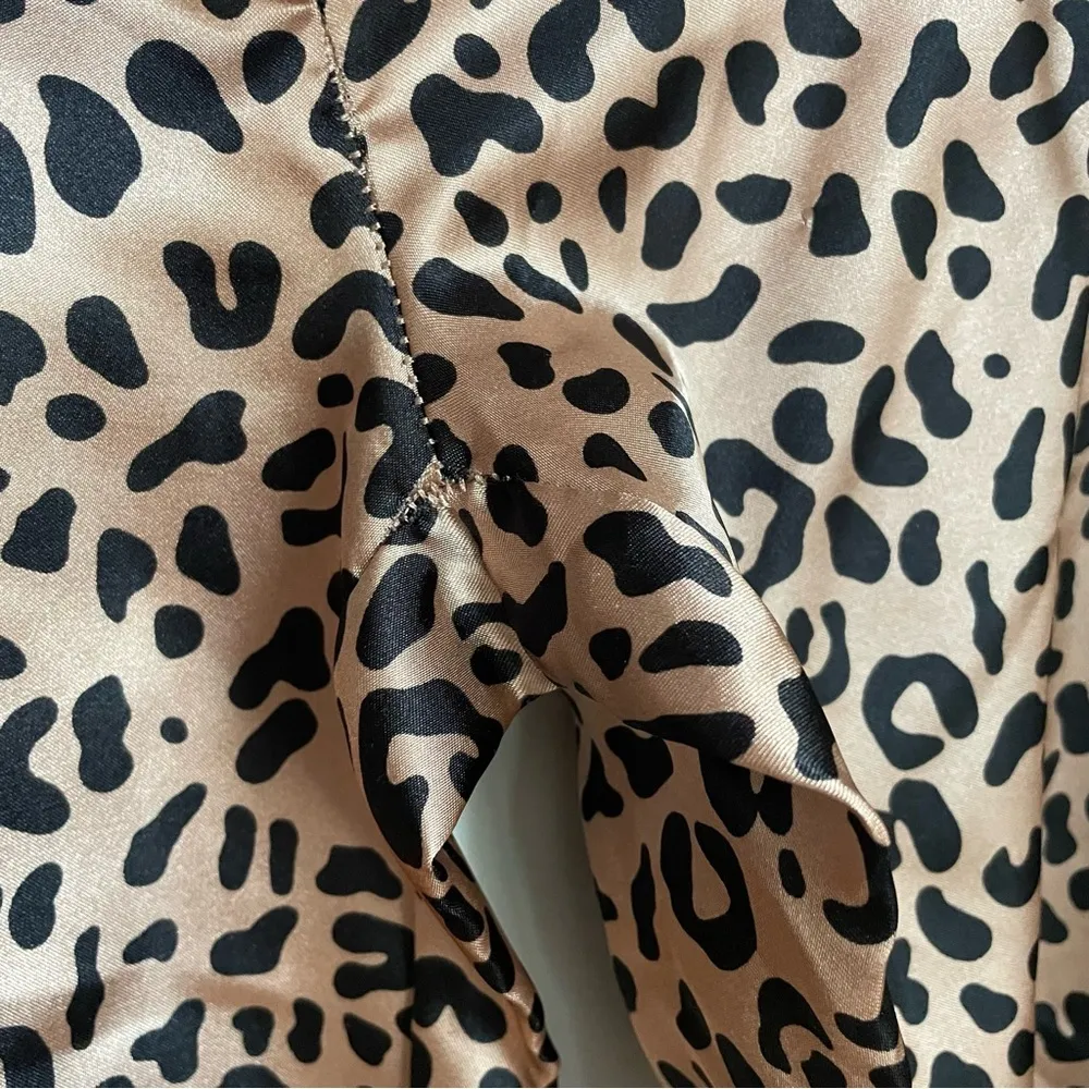 Rachel Zoe Chic Brown Silky Animal Print Trousers or Pajama Pants M - Image 4