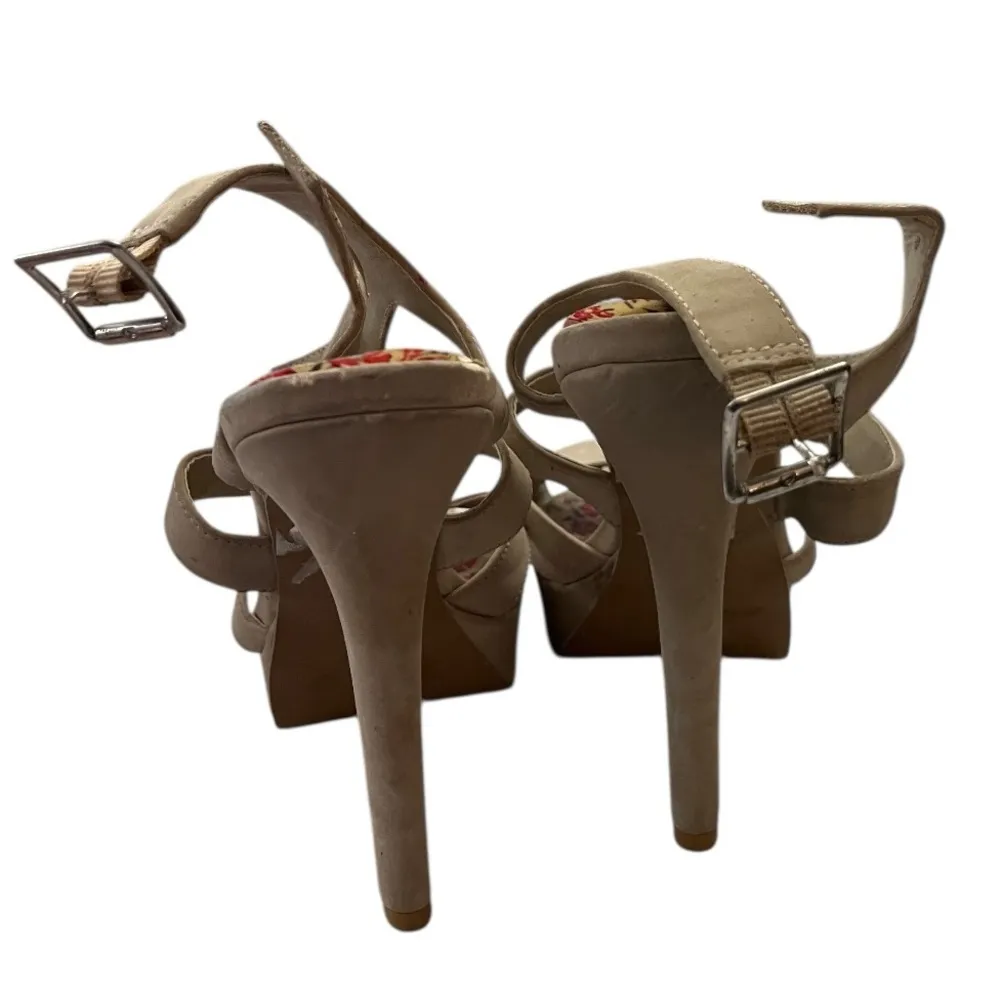 Y2K Deb Platform Heels Strappy Cutout Nude 7 Tan - Image 6