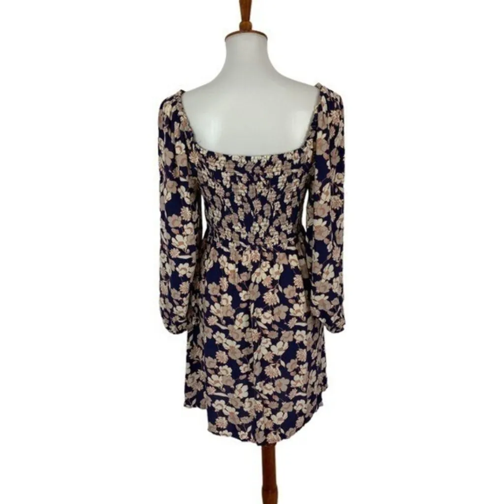 Sanctuary Smocked Floral Long Sleeve Mini‎ Dress Boho Cottagecore Aesthetic 8 - Image 4