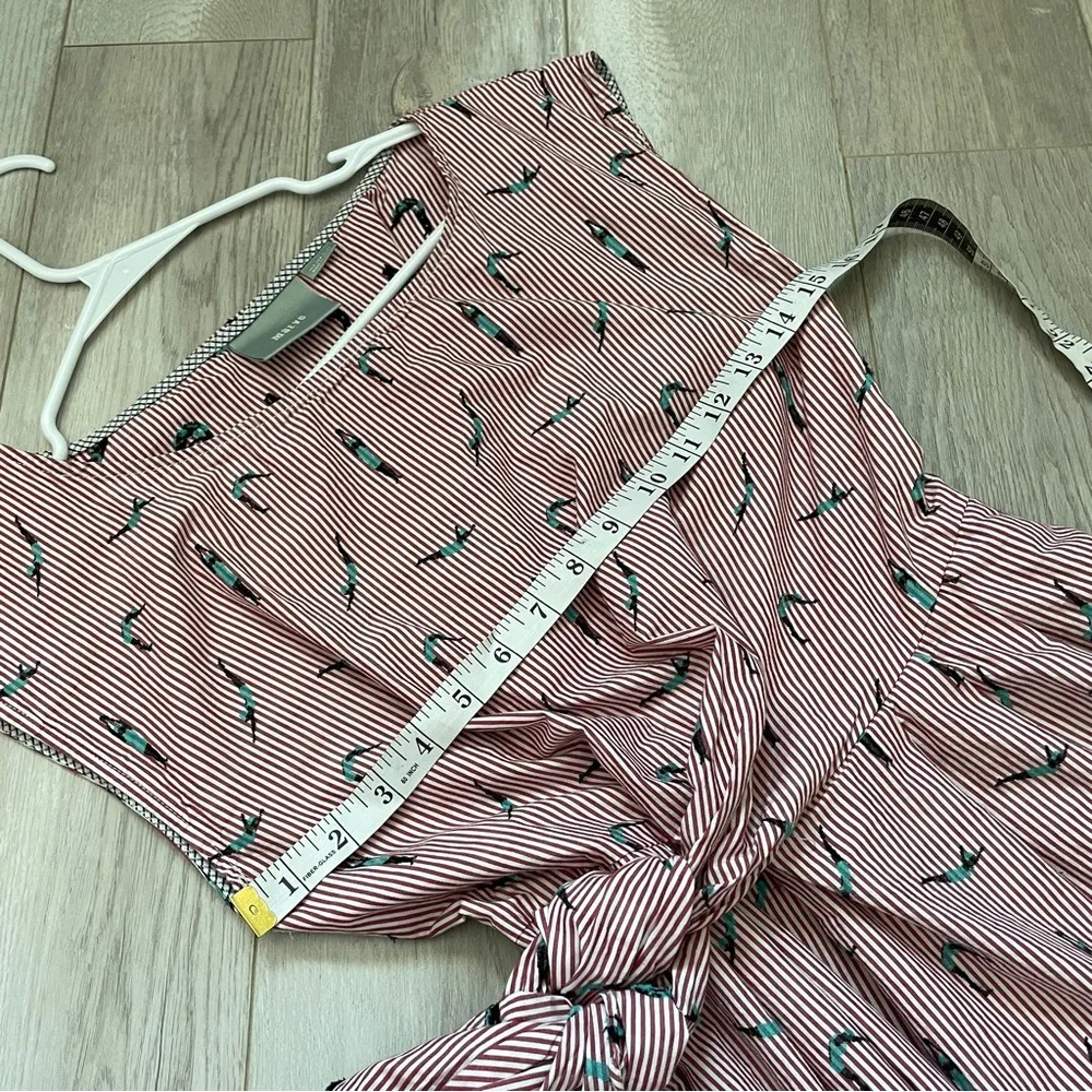 Maeve Bathing Beauty Dress Striped Side Tie Embroidered Mini Red (Size 2) - Image 6