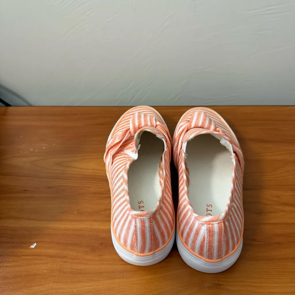 Talbots Jaden Knot Stripe Line‎ Platform Sneaker Slip On Orange White Comfort 8 - Image 4