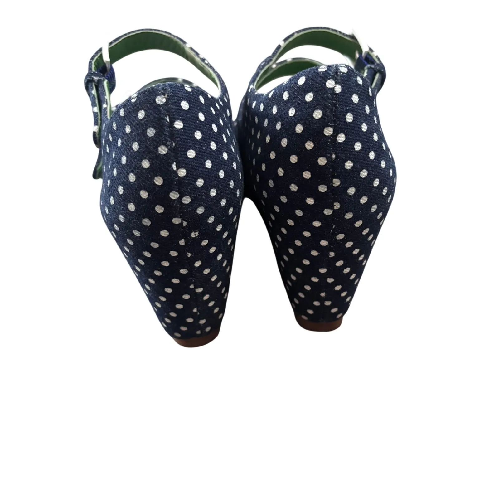 Johnston Murphy Blue Polka Dot Wedge Heels Peep Toe Women's pin up Shoes Size 7M - Image 5