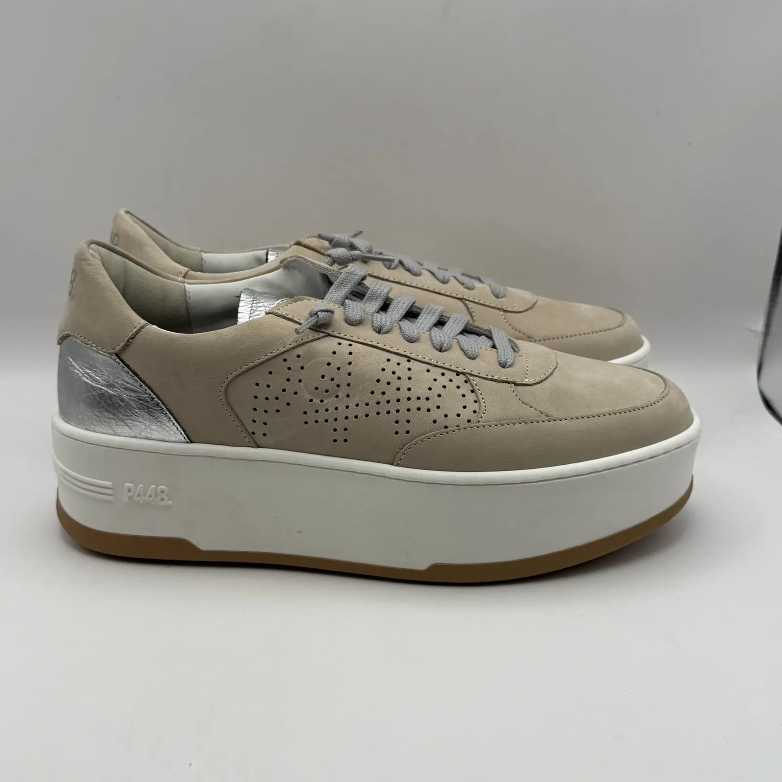 P448 Women's Empire Neutral Platform Sneakers Lace Up EU 40 Streetwear Size 9.5 - Image 2