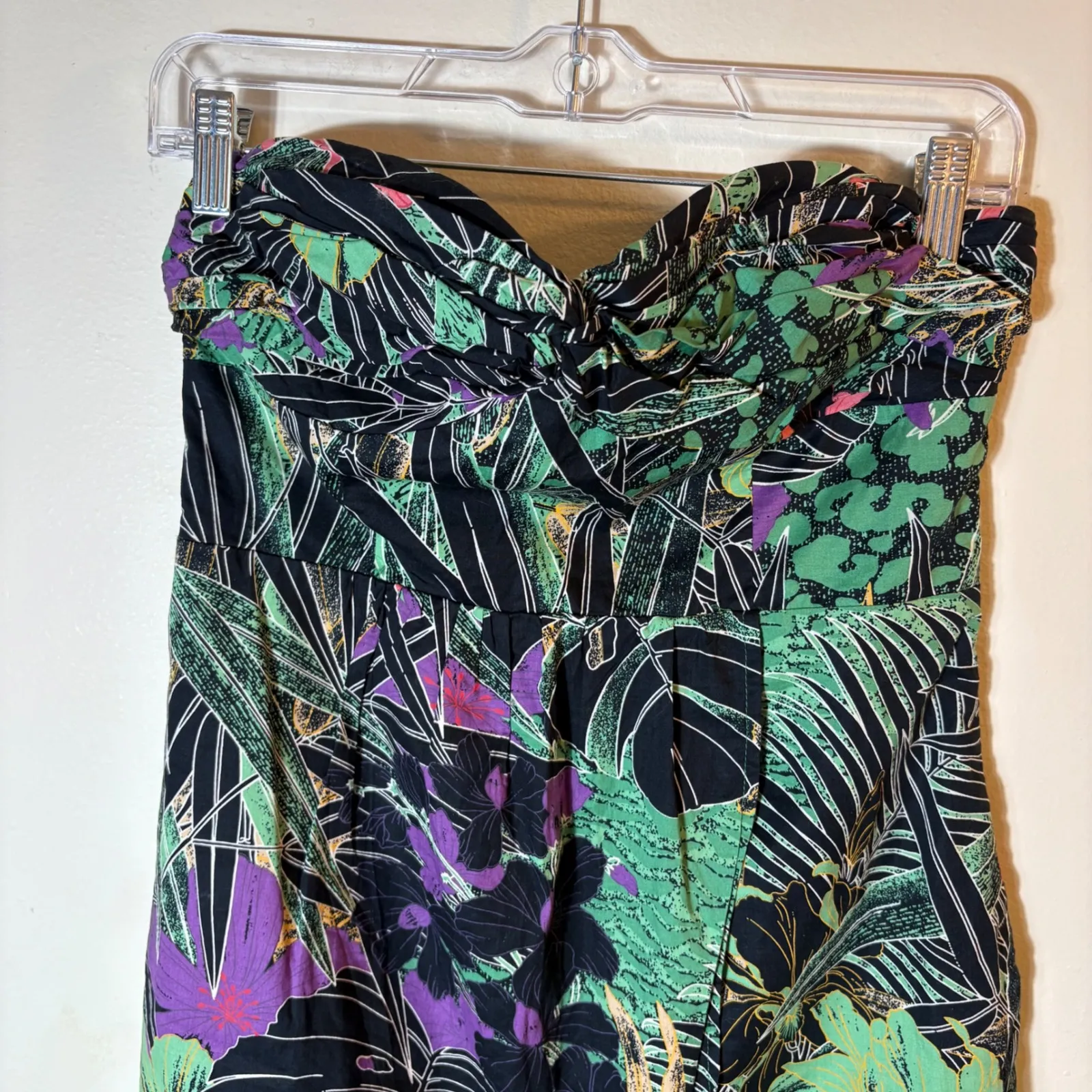 Edme & Esyllte Tropical Floral Strapless Sweetheart Neckline‎ Mini Dress Size 4 Black - Image 2