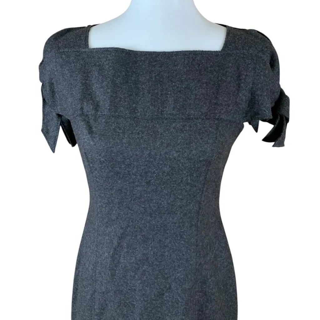 Escada Gray Wool Dress 34 Fitted Midi Angora Blend Elegant - Image 2