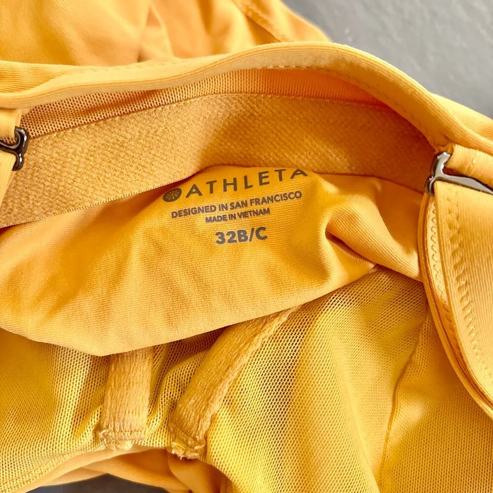 Athleta Twist Up Tankini Swim Top Strappy Mustard Yellow 32B/C - Image 7
