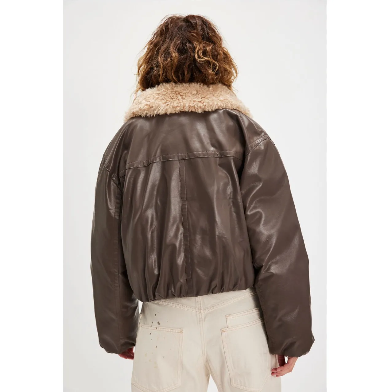 Stand Studio Fran Faux Fur Bomber Jacket Brown Size 6 NWT Free People - Image 2