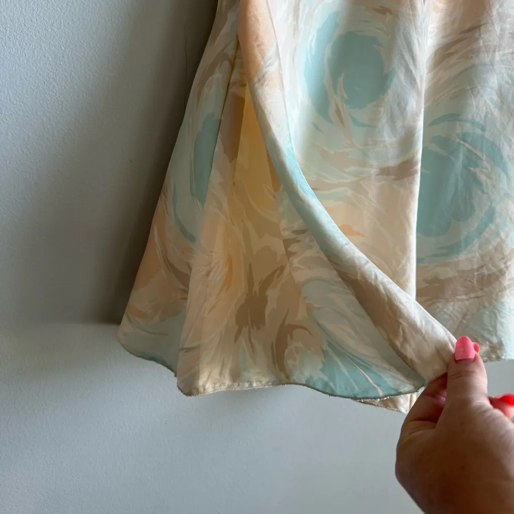 Loro Piana Pastel Floral Swirl 100% Silk Pleated Skirt Size IT 40 (US 4) - Image 6