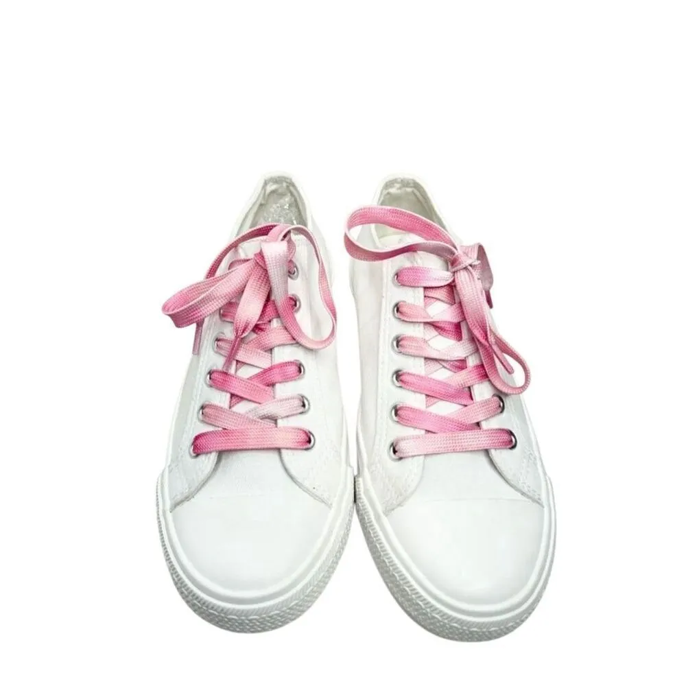 BP Canvas Sneakers‎ Size 6.5 White Pink Lace Up Casual Shoes - Image 2