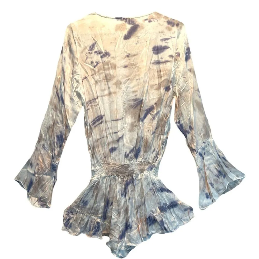 Surf Gypsy  Tie Dye Blue Sky Beach Romper Size Medium NEW - Image 3