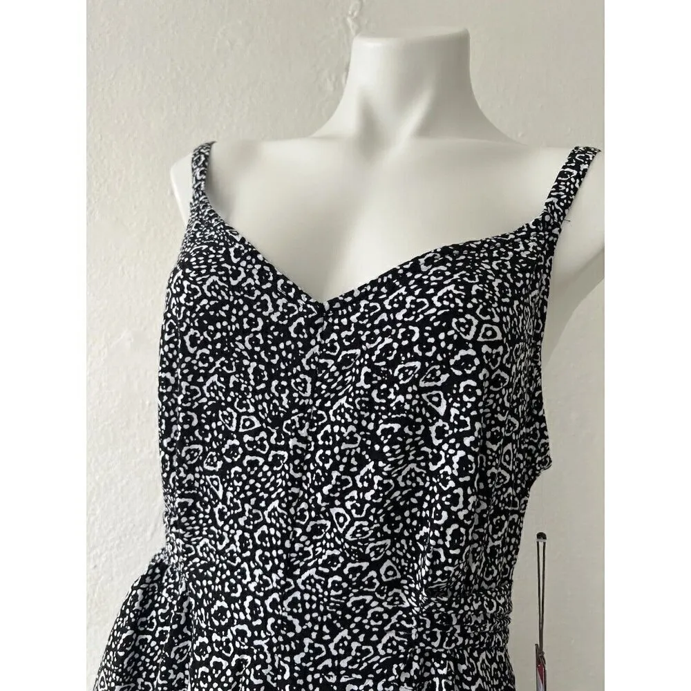 Vince Camuto Butterfly Wide Leg Jumpsuit Size 1X Black White Strappy NEW - Image 4