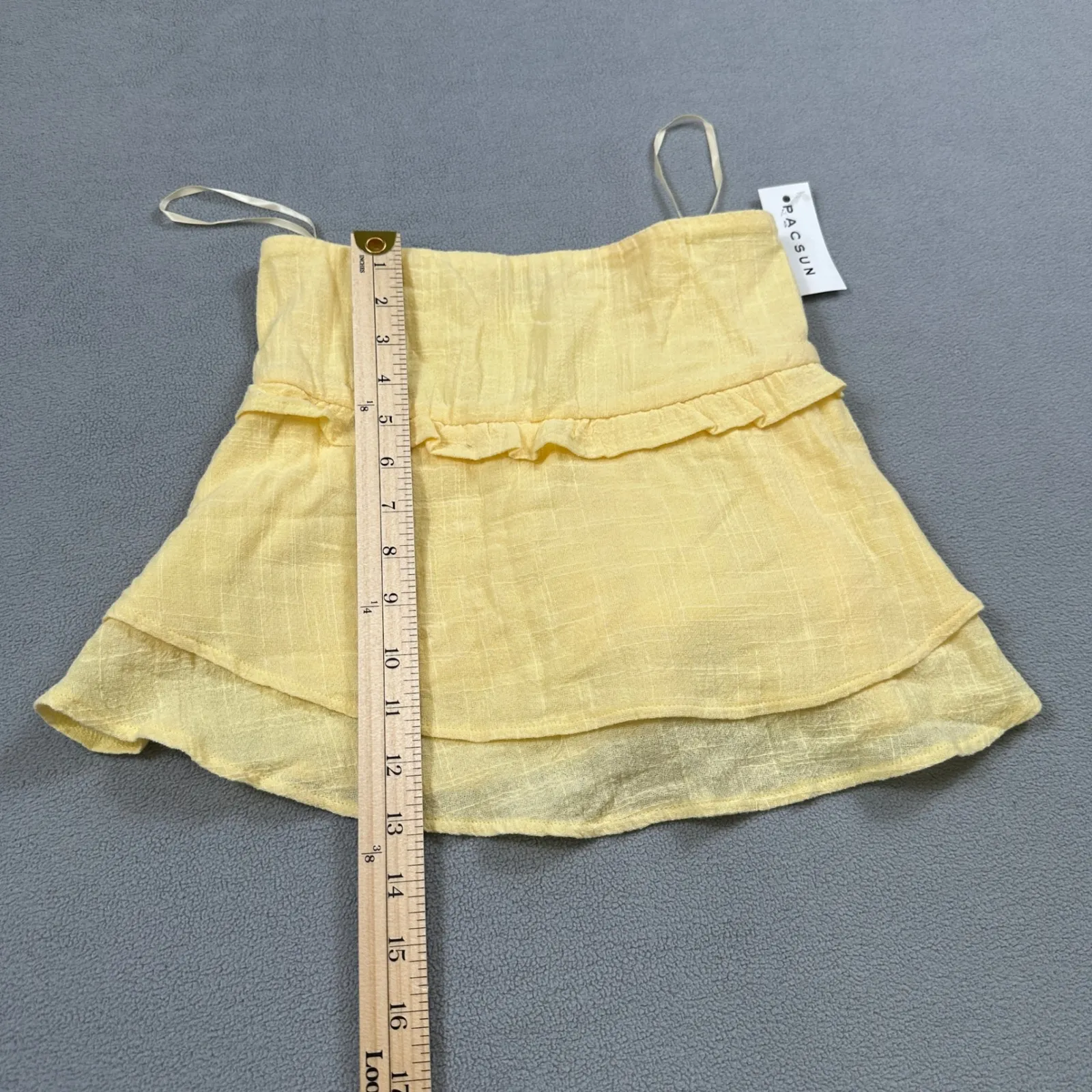 NWT Edikted Top S Womens Yellow Ruffle Layered Strapless Smocked Cami Tank Cute - Image 6