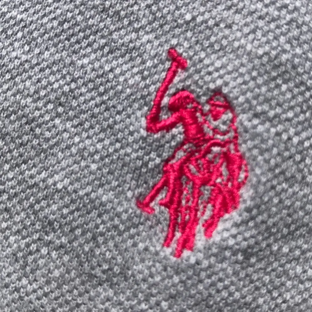 U.S. POLO ASSN. Preppy Collegiate Short Sleeve Gray Polo Y2K  Cropped Sz L - Image 3