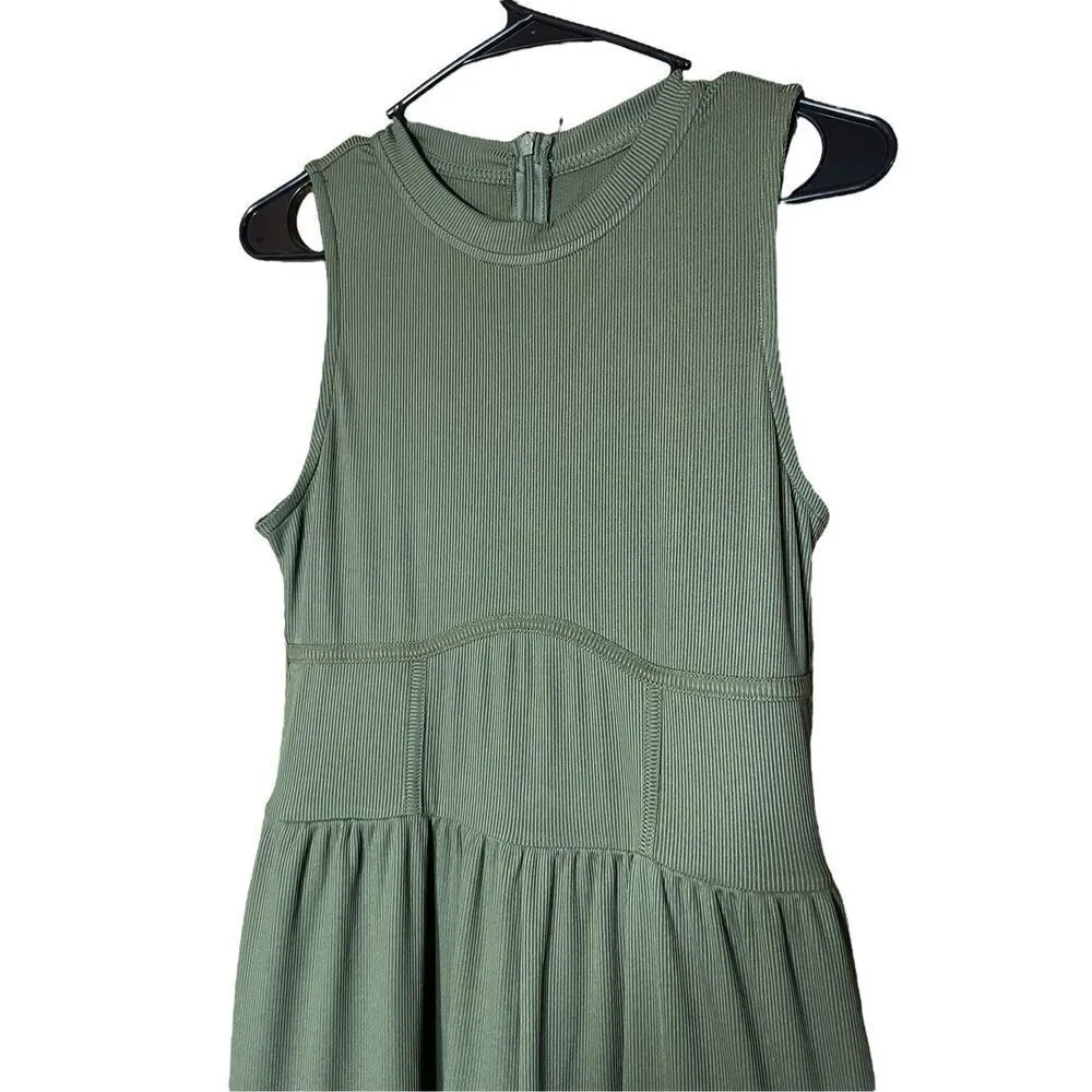 Cider  Solid Green Sleeveless Wide Leg Jumpsuit - Image 5