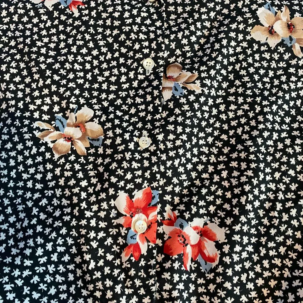 Levi Strauss Vintage Button Up Large Black White Floral Made in USA Cottagecore - Image 11