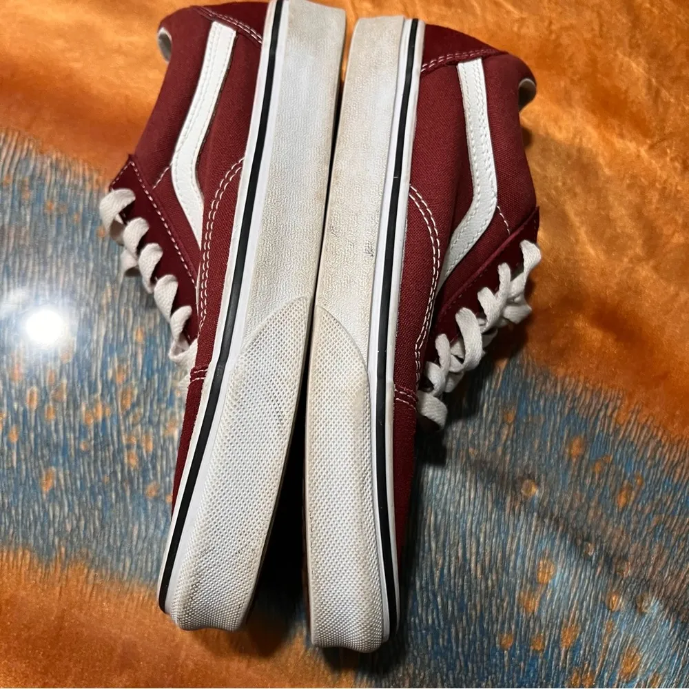 Vans Old Skool Skate Shoes Maroon White Size 7 - Image 4