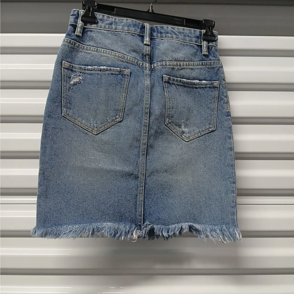 ALLSAINTS Denim Jeans Skirt Womens Size 2 Blue Casual Western Grunge Medium Wash - Image 2