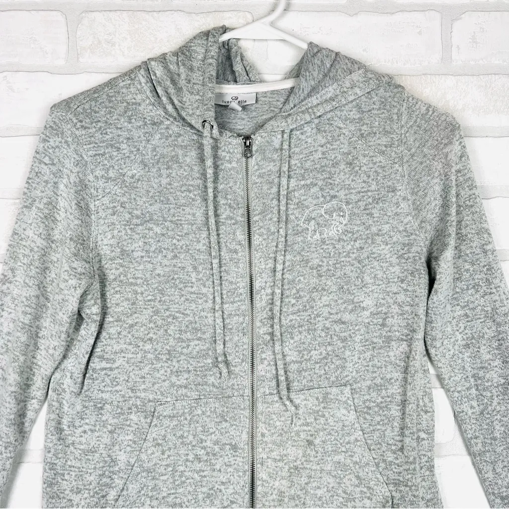 Ivory Ella Gray Zip-Up Cardigan Hoodie, Soft & Lightweight, Size XS‎ - Image 5