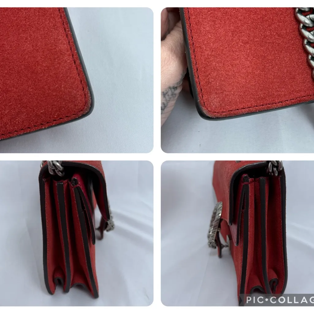 Gucci Suede Vitello Velvet Small Dionysus‎ Shoulder Bag Vulcanic Red - Image 15