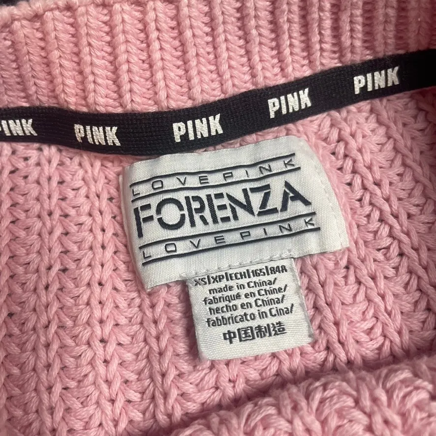 PINK Victoria's Secret Forenza Pink Ribbed Knit Sweater XS - Image 2