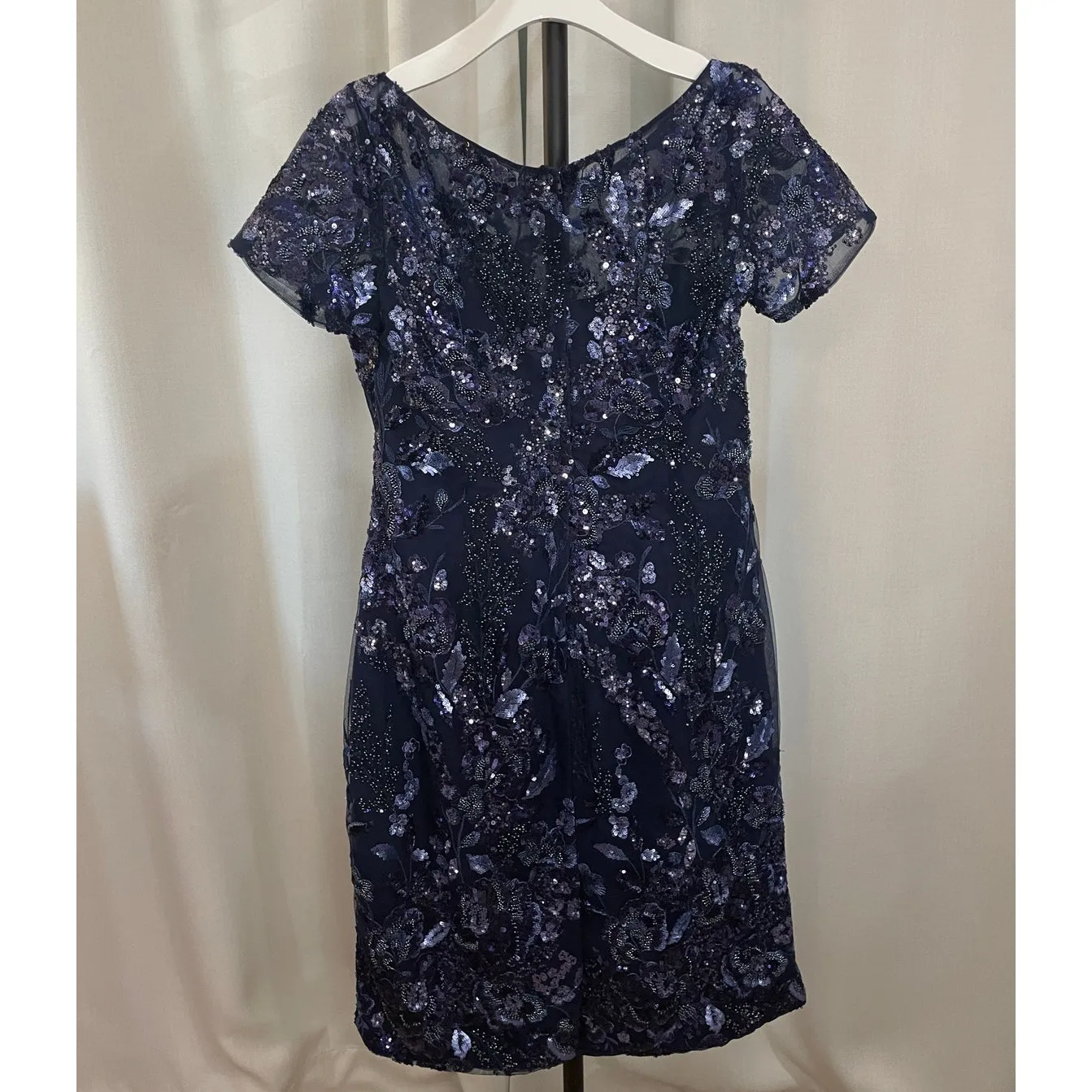 La Femme Short Beaded Lace Dress Illusion Top & Sleeves Plus Size 16 NWT Altered - Image 9