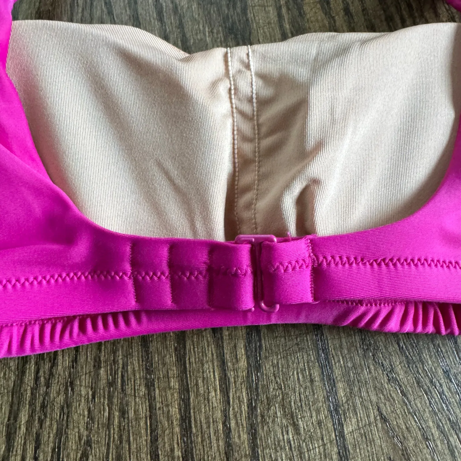 J.Crew Womens Square Neck Radiant Fuchsia Pink Bikini Swim Suit Top Size Medium - Image 4