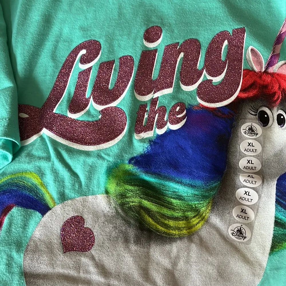 NWT Rainbow Unicorn ”Living the Dream” T-Shirt for Adults - Image 7