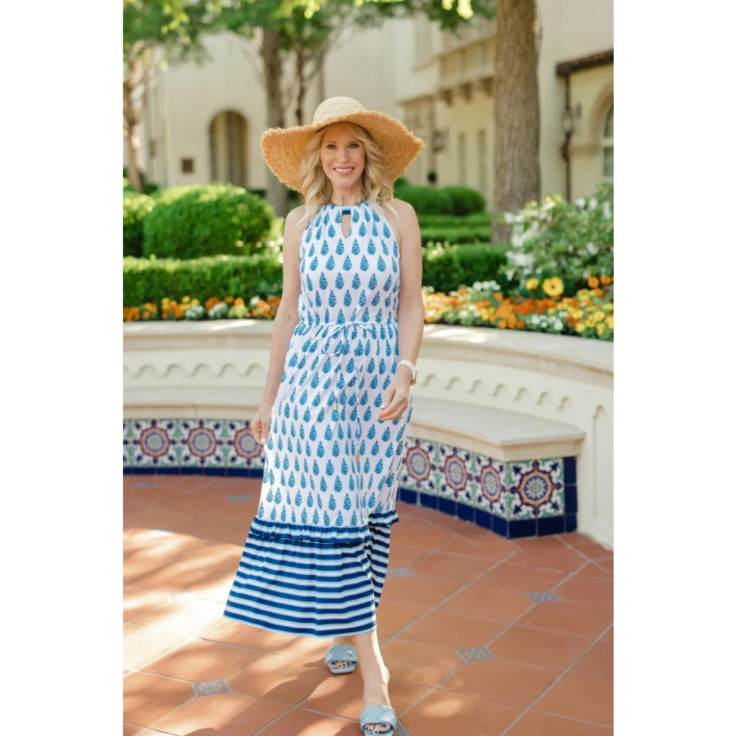 Cabana Life Delray Coverluxe‎ Pockets Tie Waist Maxi Dress Blue Size Large - Image 2