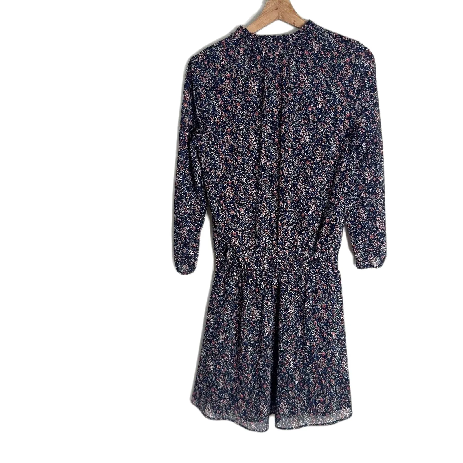J. Crew Mercantile Dress Womens Extra Small Navy Blue Floral Long Sleeve XS - Image 12