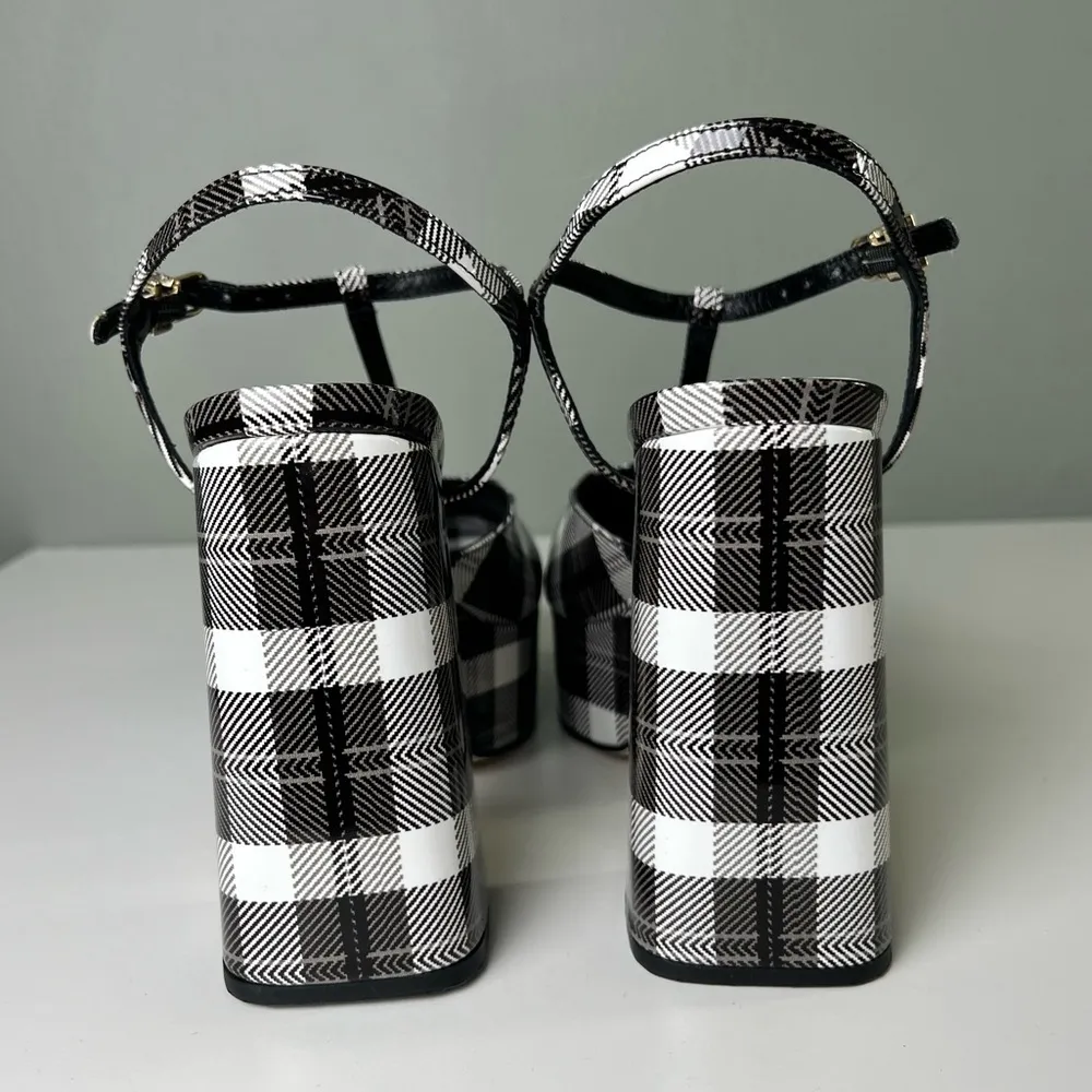 Larroude Pixie Plaid Pumps in Black Motif 7.5 - Image 9