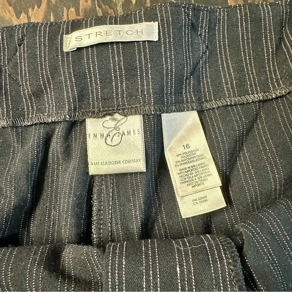 Emma James Stretch Dress Pants. Stripe. Black White (996) - Image 3