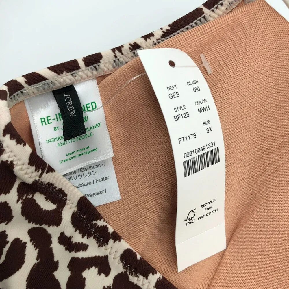 J.Crew Womens Cross Back French Bikini Swim Top Leopard Print Brown 3X - Image 4