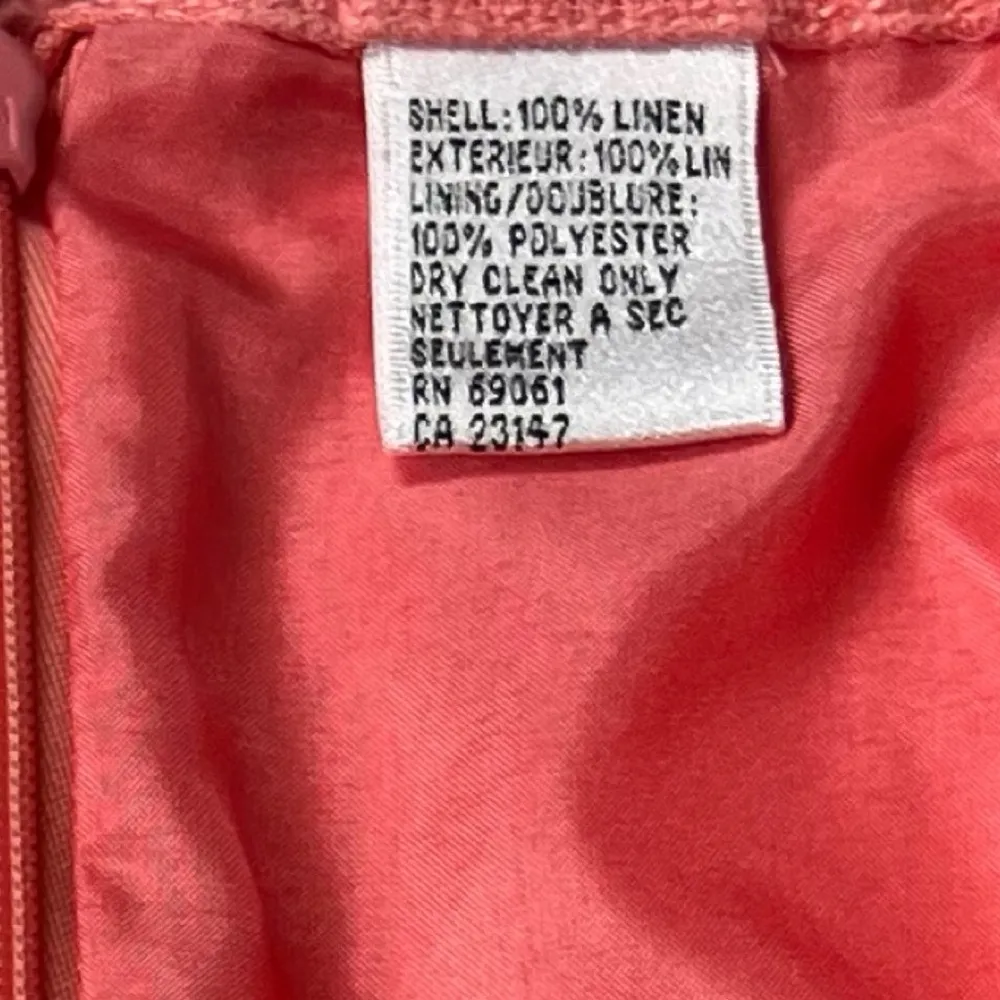 Talbots Petites Irish Linen Mini Skirt Coral Peach Pink Orange Size 14 Mid Rise - Image 7