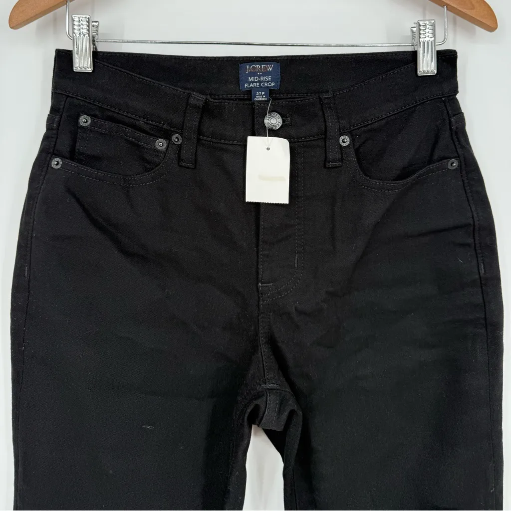 J.Crew Petite High-Rise Black Flare Crop Jean In All-Day Stretch‎ Size P27 - Image 3